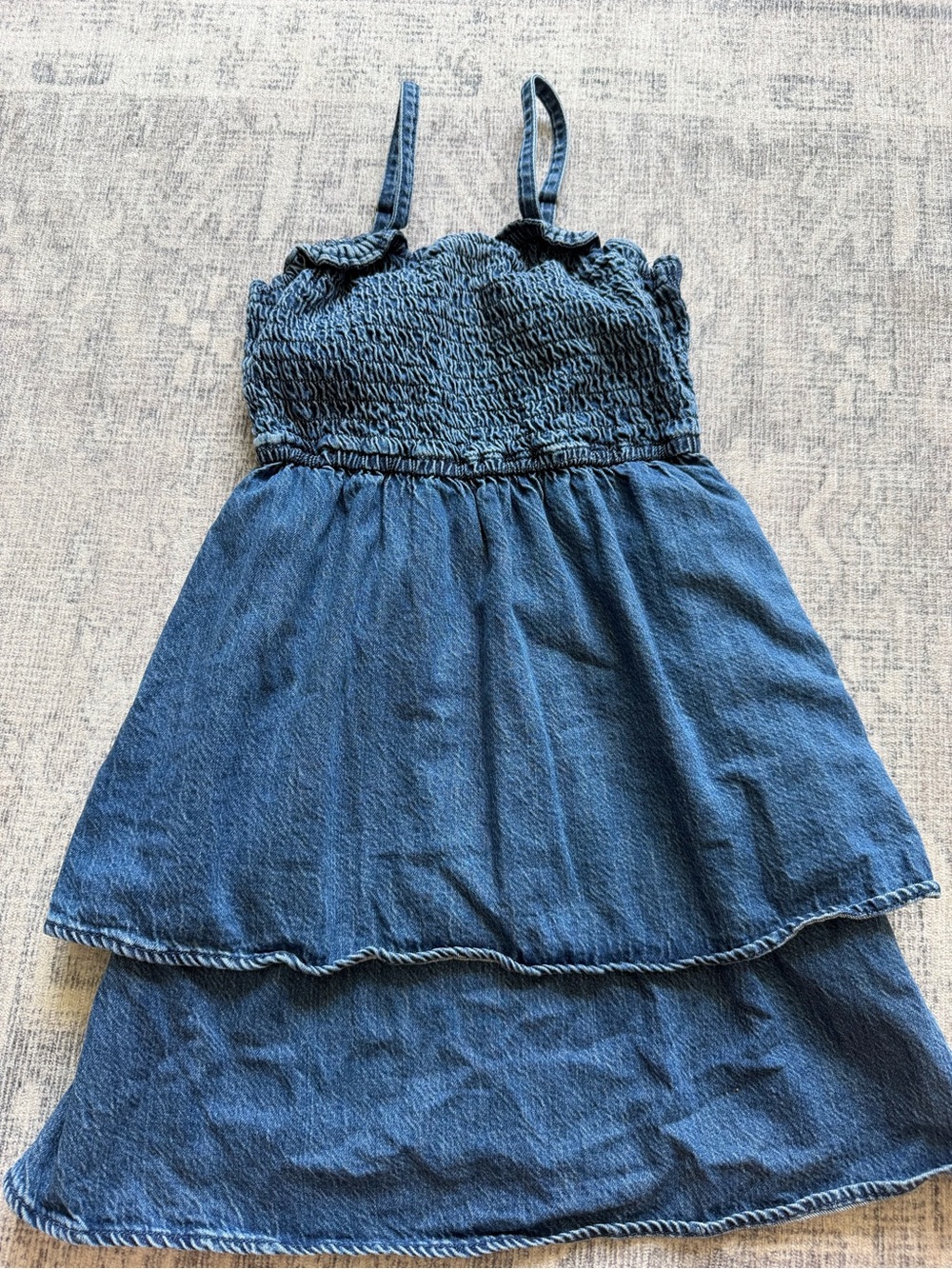 Girls' Blue Denim Tiered Sundress